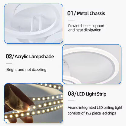 Πολυέλαιος LED με τηλεχειριστήριο BETTY 82W, 6 κύκλοι, κρύο/ζεστό/ουδέτερο φως, ρυθμιζόμενο, λευκό