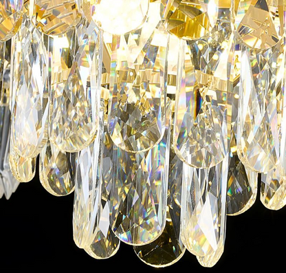 Crystal Chandelier Regalis 11x E14, Διάμετρος 85cm, Γυαλιστερό Χρυσό, Ρυθμιζόμενο Ύψος, Μέταλλο και Κρύσταλλο