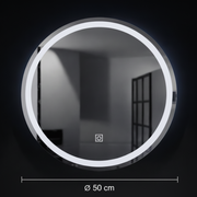 Στρογγυλός καθρέφτης LED, 50cm, Basic Touch
