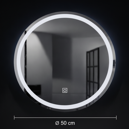 Στρογγυλός καθρέφτης LED, 50cm, Basic Touch