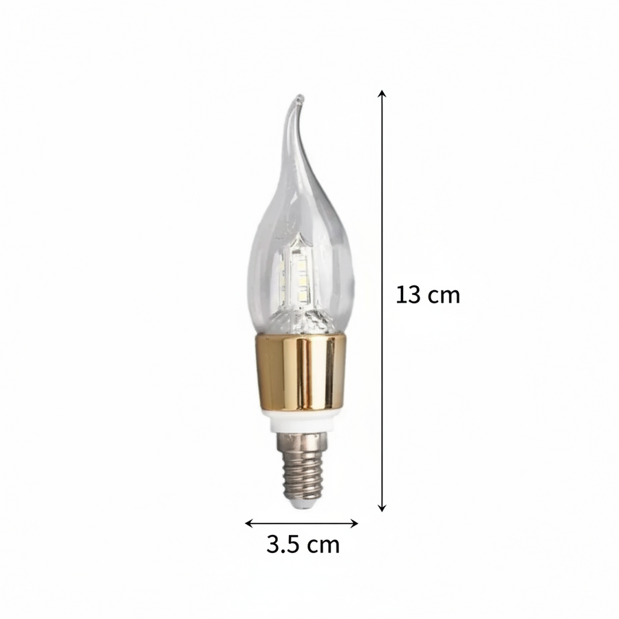 Λάμπα LED E14 Κερί, 12W, Θερμό Φως, 3000Κ, Χρυσό