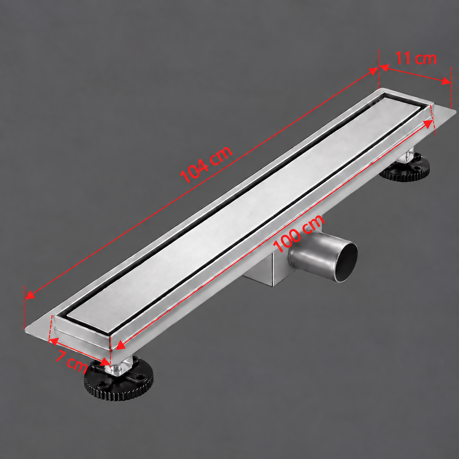 Τύπος υδρορροής δαπέδου Siphon 7 x 100 cm, ανοξείδωτο ατσάλι 304, ασήμι