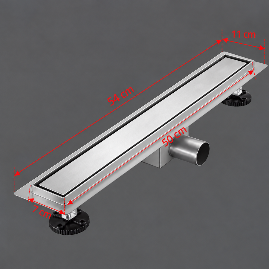 Τύπος υδρορροής δαπέδου Siphon 7 x 50 cm, ανοξείδωτο ατσάλι 304, ασήμι