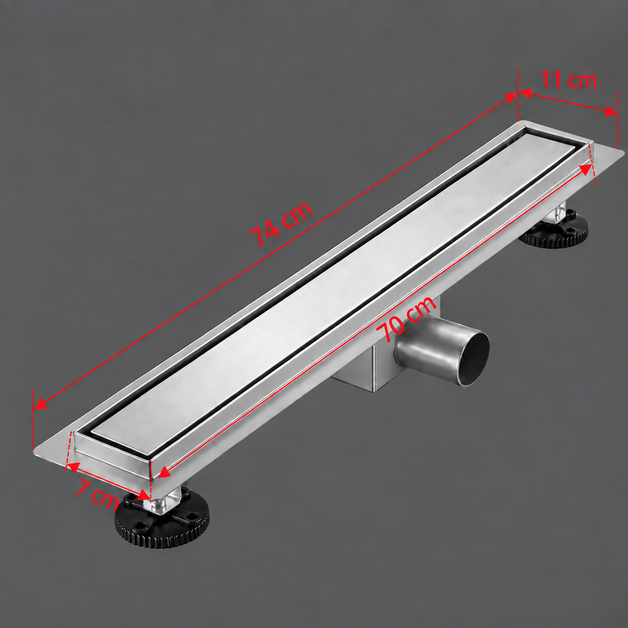 Τύπος υδρορροής δαπέδου Siphon 7 x 70 cm, ανοξείδωτο ατσάλι 304, ασήμι