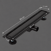 Υδρορροή δαπέδου Τύπος Σιφόνι 7 x 80 cm, Ανοξείδωτο ατσάλι 304, Μαύρο