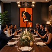 Tablou Sticla cu iluminare LED Calul de Foc, 60 x 80 cm, 24W, Lumina Neutra, Aliaj de Aluminiu si MDF