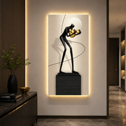 Tablou Sticla cu iluminare LED Dansul Sferelor, 60 x 120 cm, 24W, Lumina Neutra, Aliaj de Aluminiu si MDF