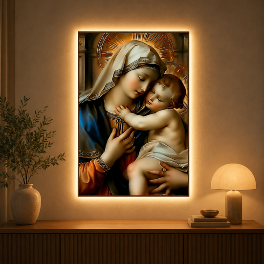 Tablou Decorativ cu iluminare LED Tand­rete Divina, 60 x 80 cm, 24W, Lumina Neutra, Aliaj de Aluminiu si MDF
