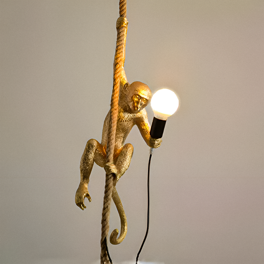 Vintage κρεμαστός πολυέλαιος, LV700, 1xE27, Monkey, String and Metal, 100cm, Μαύρο Στήριγμα
