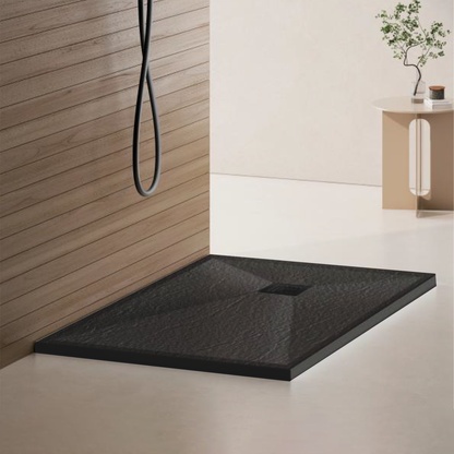 Ορθογώνιο ντους 80x100 cm, λεπτό 3 cm, σκούρο γκρι