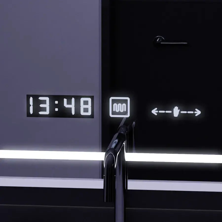 Mirror LED ορθογώνιο 90x60cm σόλα SENSER SENSTOR SYSTER SYSTER MARCELLO CLOCK & Θερμόμετρο