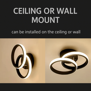 Πολυέλαιος LED VERTEX CIRCULA 22W, 2 Κύκλοι, Μεταλλικοί Σκελετοί, Κρύο/Ζεστό/Ουδέτερο φως, Μαύρο