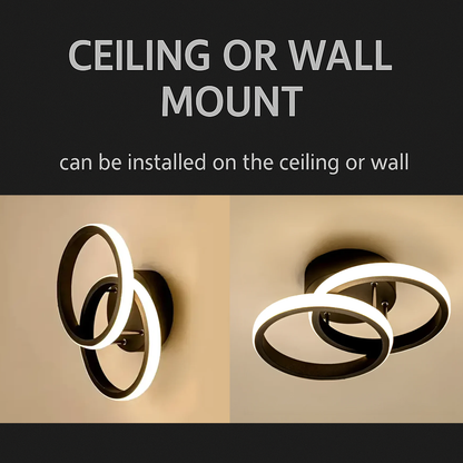 Πολυέλαιος LED VERTEX CIRCULA 22W, 2 Κύκλοι, Μεταλλικοί Σκελετοί, Κρύο/Ζεστό/Ουδέτερο φως, Μαύρο