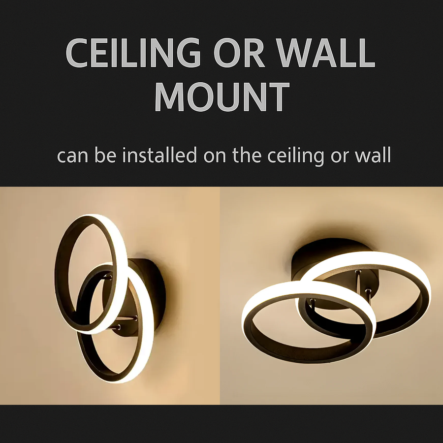 Πολυέλαιος LED VERTEX CIRCULA 22W, 2 Κύκλοι, Μεταλλικοί Σκελετοί, Κρύο/Ζεστό/Ουδέτερο φως, Μαύρο