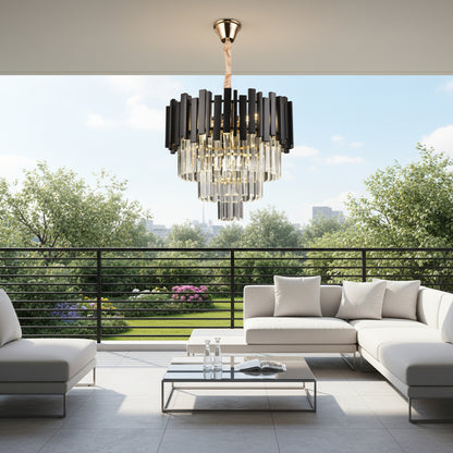 Crystal Blois Petito 3xe14 πολυέλαιος, διάμετρο 30cm, μαύρο, ρυθμιζόμενο ύψος