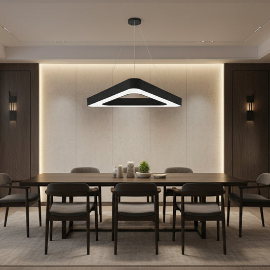 Κρεμαστός πολυέλαιος LED ANGLE, 60cm, 25W, Ρυθμιζόμενο ύψος, Ψυχρό φως, Μαύρο, Μεταλλικό και Ακρυλικό