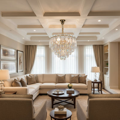 Crystal Chandelier VELVET Eleganza, 9xE14, D50 cm, Χρυσό, Ρυθμιζόμενο Ύψος, Μέταλλο και Κρύσταλλο
