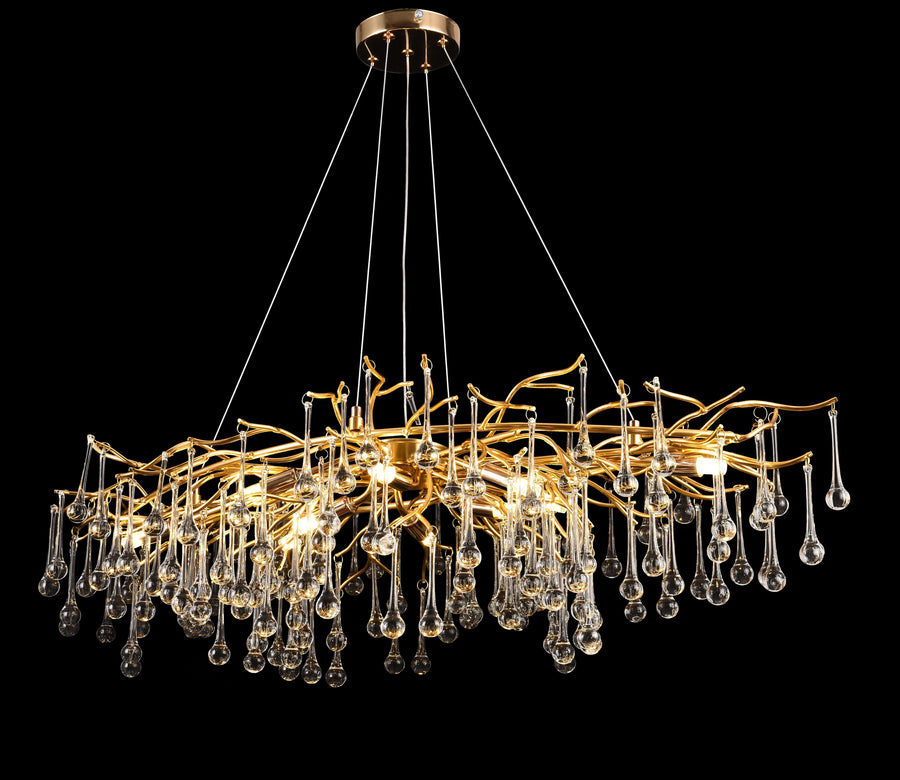 Crystal πολυέλαιος Waltz Rhapsody, 9x G9, χρυσός, 60cm, ρυθμιζόμενο ύψος