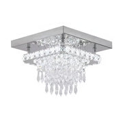 LED πολυέλαιος Alberico Square, 19W, κρύο/ζεστό/ουδέτερο φως, κρύσταλλο, γυαλιστερό χρώμιο