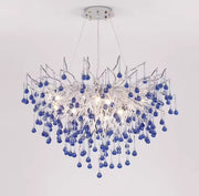 Crystal Chandelier CC335/400CH, 4x G9, Chrom and Blue Crystals, 40cm, Ρυθμιζόμενο Ύψος