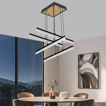 Κρεμαστός κρυστάλλινος πολυέλαιος LED LT181/4BK, 55W, Light 3000/4000/6000K, Μαύρος, Ρυθμιζόμενο Ύψος