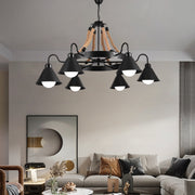 Vintage πολυέλαιος με σχοινί Pedro, 4 x E27 κλειστό ξύλο