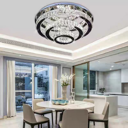Crystal LED Chandelier LLC151/500CH, 64W, 3 στοιχεία, Κρύο/Ζεστό/Ουδέτερο φως, Ρυθμιζόμενο, Γυαλιστερό Chrome
