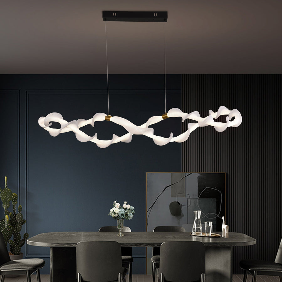 Κρεμαστός ακρυλικός πολυέλαιος LED LT762/2GD, 36W, Θερμό/Ουδέτερο/Ψυχρό φως 3000/4000/6000K, Χρυσό Λευκό, Ρυθμιζόμενο ύψος