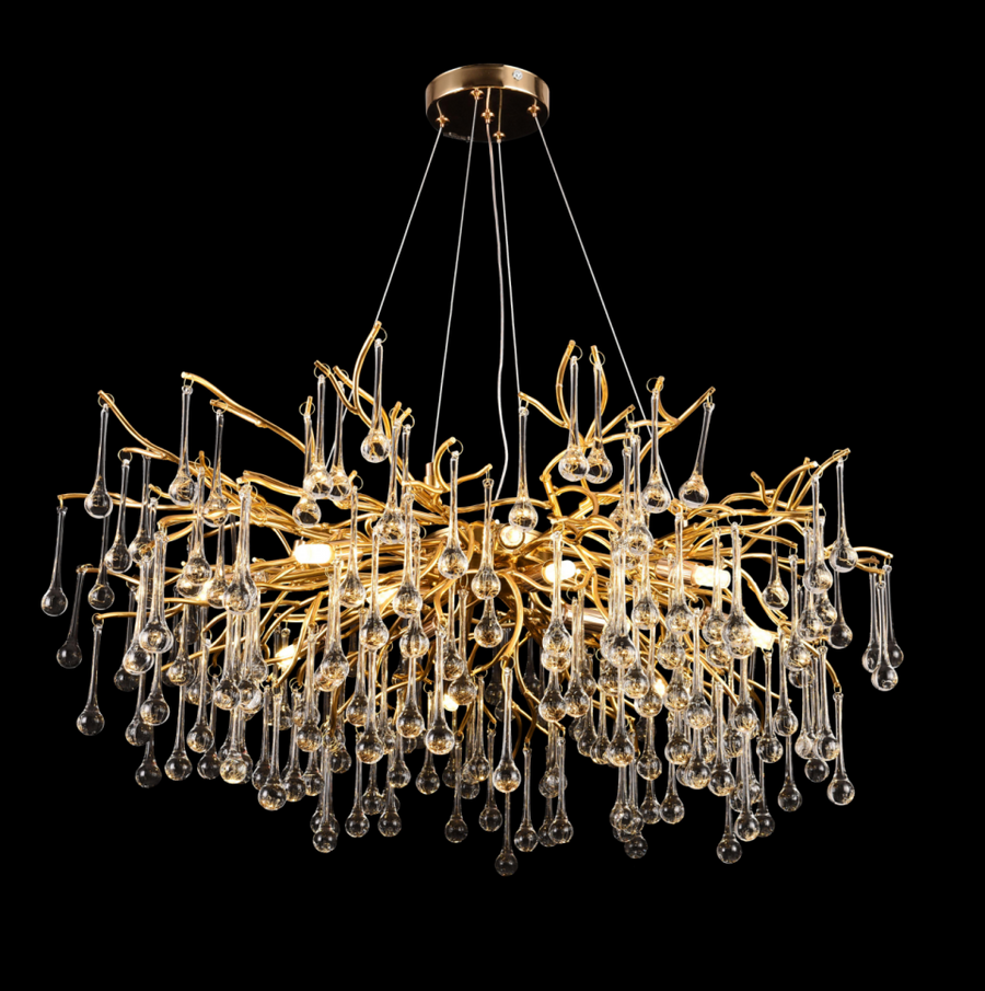 Crystal πολυέλαιος Waltz Rhapsody, 9x G9, χρυσός, 60cm, ρυθμιζόμενο ύψος