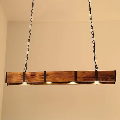 Vintage LED Πολυέλαιος LV565/4, 12W Rustic Barn, Ξύλο και μέταλλο, 100cm, Μαύρο