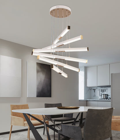 Κρεμαστός ακρυλικός πολυέλαιος LED LT183/6WH, 81W, Light 3000/4000/6000K, Λευκός, Ρυθμιζόμενο ύψος