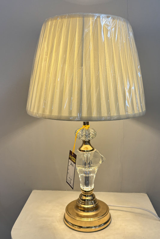 Veioza VZ215WH, 1x E27, μέταλλο και ύφασμα, λευκό και χρυσό