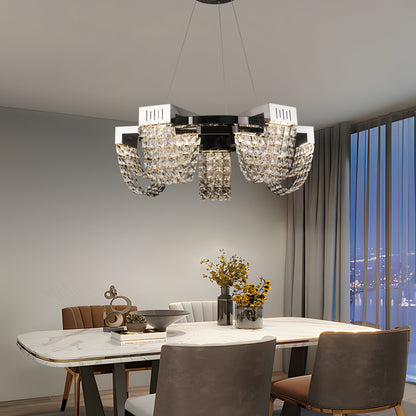 Κρυστάλλινος πολυέλαιος LED 15W, CC370/500CH, Διάμετρος 50cm, Γυαλιστερό χρώμιο, Ζεστό Ουδέτερο Ψυχρό Φως 3000K/4000K/6000K Ρυθμιζόμενο Ύψος, Μέταλλο και Κρύσταλλο