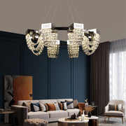 LED Crystal Chandelier 40W, CC370/800CH, Διάμετρος 80cm, Γυαλιστερό χρώμιο, Ρυθμιζόμενο ύψος, Θερμό Ουδέτερο Ψυχρό Φως 3000K/4000K/6000K, Μέταλλο και Κρύσταλλο