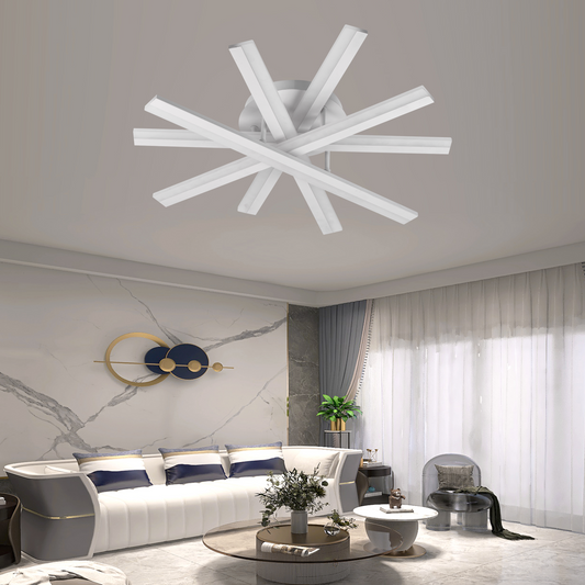 Lustra LED cu telecomanda , 67W, lumina Rece/Calda/Neutra, Dimabila, Alb