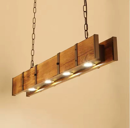 Vintage LED Πολυέλαιος LV565/4, 12W Rustic Barn, Ξύλο και μέταλλο, 100cm, Μαύρο