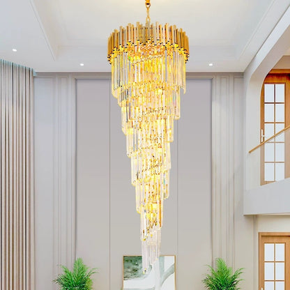 Candelabru Cristal CC110/600x1800GD , 28xE14, Diametru 60cm, Inaltime 180cm, Auriu Lucios, Inaltime Reglabila, Design Elegant Candelabre Cristal Default Title Alessandro Design