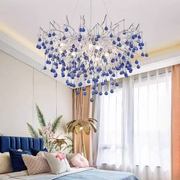 Crystal Chandelier CC335/600CH, 9x G9, Chrom and Blue Crystals, 60cm, Ρυθμιζόμενο Ύψος