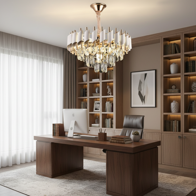 Κρυστάλλινος πολυέλαιος VERSAILLES Nobile 5xE14, Διάμετρος 40cm, Γυαλιστερό χρυσό και λευκό