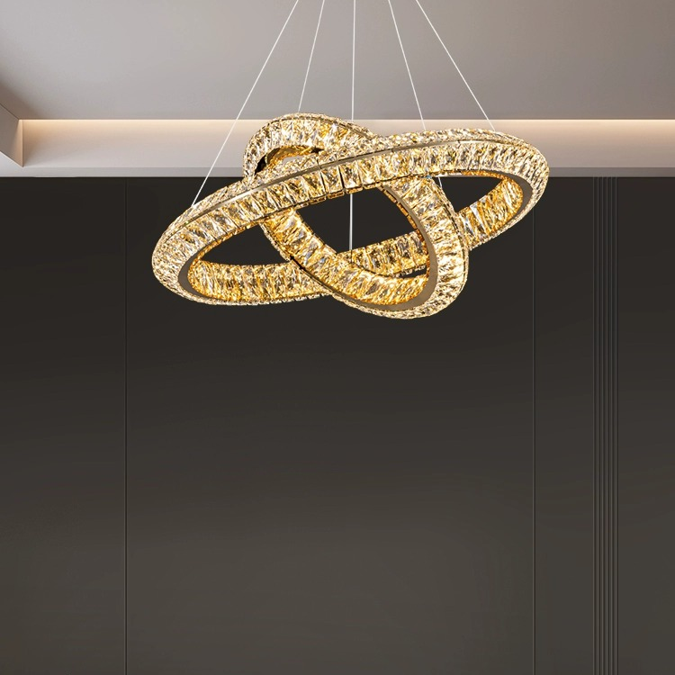 Πολυέλαιος LED LLC130/1CH, Κρύσταλλο και Μέταλλο, 31W, 1 Κύκλος, Ρυθμιζόμενος, Ρυθμιζόμενος Ύψος, Κρύο/Ζεστό/Ουδέτερο φως, Πολυτελής Φωτισμός