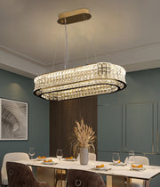 Πολυέλαιος LED με Τηλεχειριστήριο, LLC160/750X350GD, Κρύσταλλο και μέταλλο, 71W, Ρυθμιζόμενο, Ρυθμιζόμενο ύψος, Κρύο/Ζεστό/Ουδέτερο φως, Πολυτελής φωτισμός