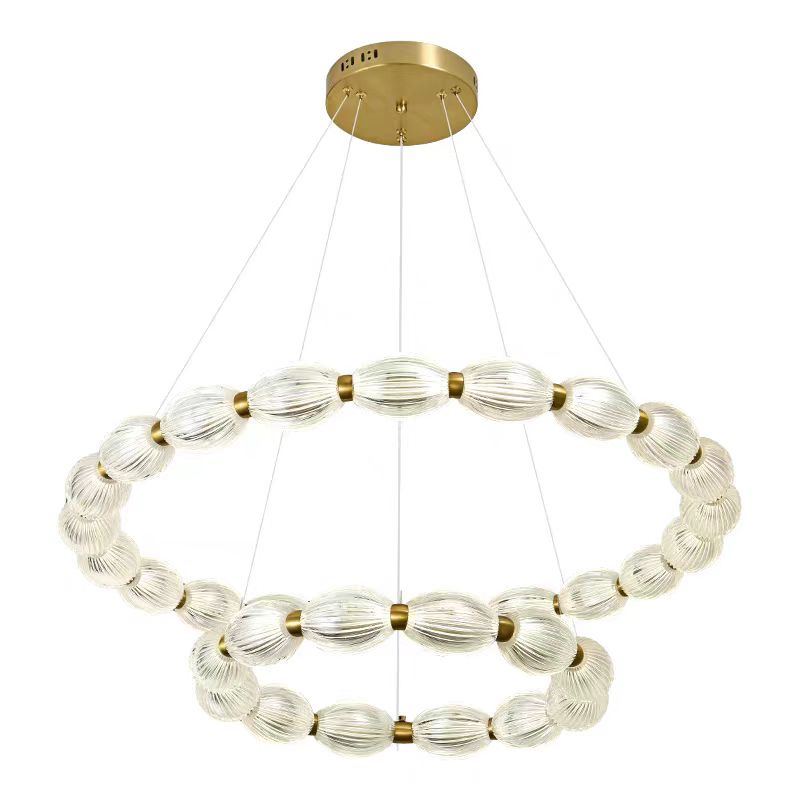 Lustra LED suspendata cu telecomanda FAUSTO, 85W, lumina Rece/Calda/Neutra, Dimabila,Inaltime Reglabila, Auriu