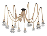 Vintage Chandelier LV121/10BK, 10xE27, Rustic, String and Metal, 2x100cm, Black Support Vintage Chandeliers Προεπιλεγμένος τίτλος Alessandro Design