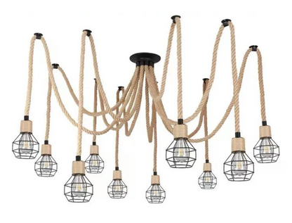 Vintage Chandelier LV121/10BK, 10xE27, Rustic, String and Metal, 2x100cm, Black Support Vintage Chandeliers Προεπιλεγμένος τίτλος Alessandro Design