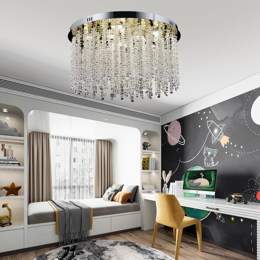 Crystal LED Chandelier LLC215/400WH Στρογγυλός, 22W, Δροσερό/Ζεστό/Ουδέτερο φως, Κρύσταλλο, Χρυσό