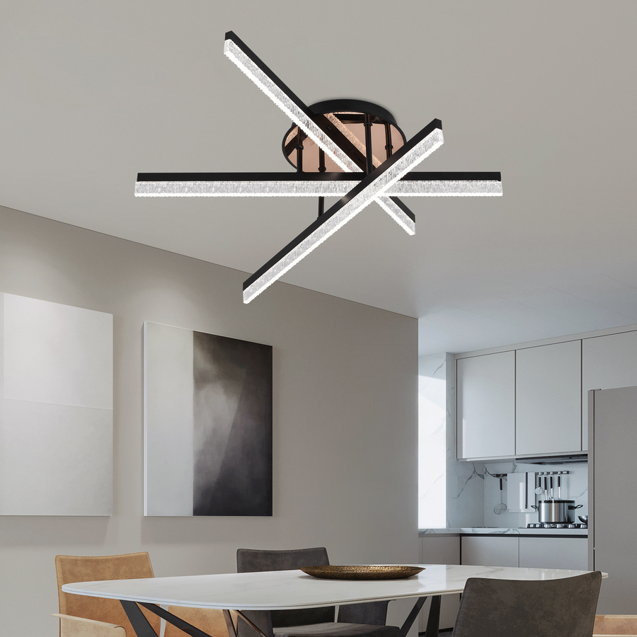 Πολυέλαιος LED με Τηλεχειριστήριο LT179/3BK, 41W, 3 Στοιχεία, Κρύο/Ζεστό/Ουδέτερο φως, Ρυθμιζόμενο, Μαύρο