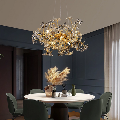 Crystal Chandelier CM325/600GD, 9x G9, Chrome and Crystals, 55cm, Ρυθμιζόμενο ύψος