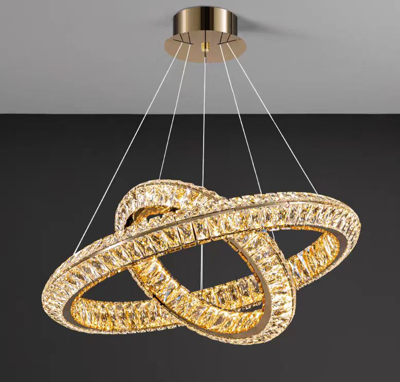 Πολυέλαιος LED LLC130/1CH, Κρύσταλλο και Μέταλλο, 31W, 1 Κύκλος, Ρυθμιζόμενος, Ρυθμιζόμενος Ύψος, Κρύο/Ζεστό/Ουδέτερο φως, Πολυτελής Φωτισμός