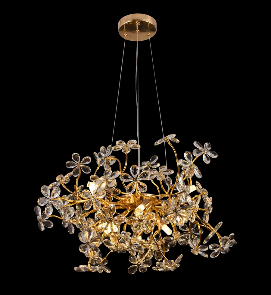 Crystal Chandelier CM325/800GD, 12xG9, Chrome and Crystals, 75cm, Ρυθμιζόμενο ύψος