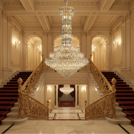 Crystal Chandelier GRAND 87xE14, D138 cm, Gold, Ρυθμιζόμενο Ύψος, Metal and Crystal Crystal Chandeliers Προεπιλεγμένος τίτλος Alessandro Design